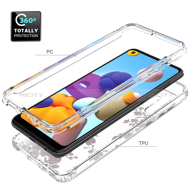 Silikon Hülle Handyhülle Ultra Dünn Flexible Schutzhülle Tasche Transparent Vorder und Rückseite 360 Grad Ganzkörper JX1 für Samsung Galaxy A21 groß