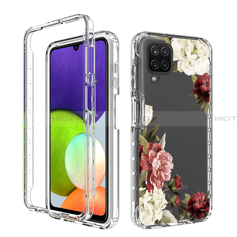 Silikon Hülle Handyhülle Ultra Dünn Flexible Schutzhülle Tasche Transparent Vorder und Rückseite 360 Grad Ganzkörper JX1 für Samsung Galaxy A22 4G Braun