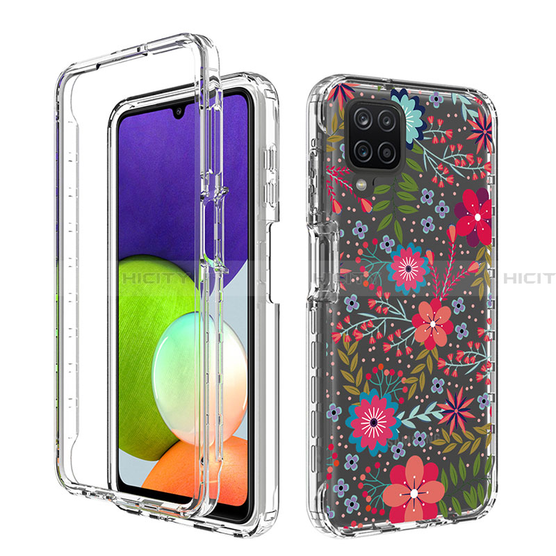 Silikon Hülle Handyhülle Ultra Dünn Flexible Schutzhülle Tasche Transparent Vorder und Rückseite 360 Grad Ganzkörper JX1 für Samsung Galaxy A22 4G Rot Plus