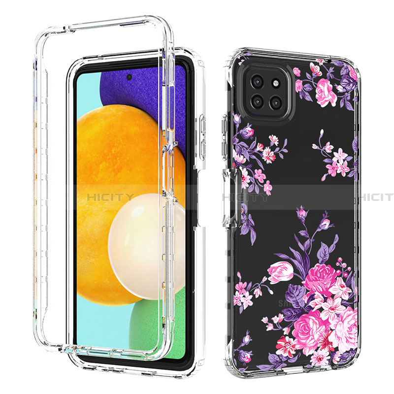 Silikon Hülle Handyhülle Ultra Dünn Flexible Schutzhülle Tasche Transparent Vorder und Rückseite 360 Grad Ganzkörper JX1 für Samsung Galaxy A22 5G groß