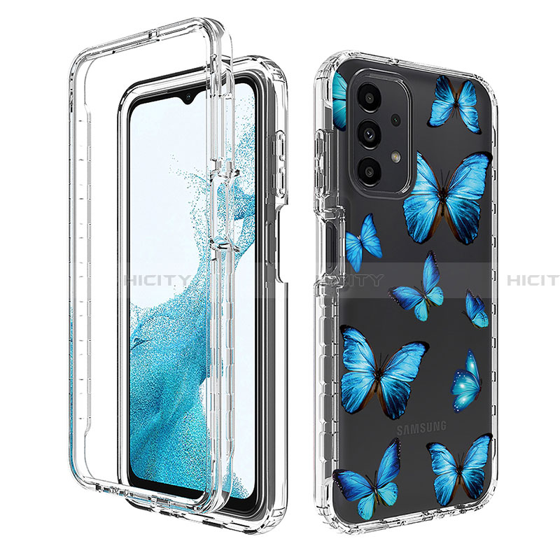 Silikon Hülle Handyhülle Ultra Dünn Flexible Schutzhülle Tasche Transparent Vorder und Rückseite 360 Grad Ganzkörper JX1 für Samsung Galaxy A23 4G Blau Plus