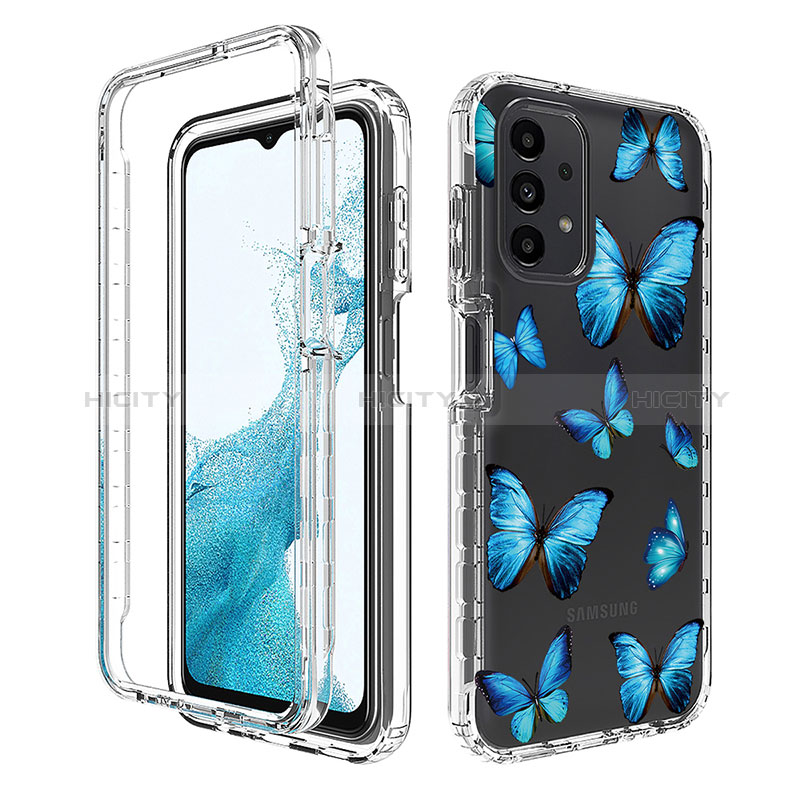 Silikon Hülle Handyhülle Ultra Dünn Flexible Schutzhülle Tasche Transparent Vorder und Rückseite 360 Grad Ganzkörper JX1 für Samsung Galaxy A23 5G Blau