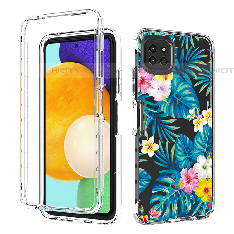 Silikon Hülle Handyhülle Ultra Dünn Flexible Schutzhülle Tasche Transparent Vorder und Rückseite 360 Grad Ganzkörper JX1 für Samsung Galaxy F42 5G Hellblau Plus