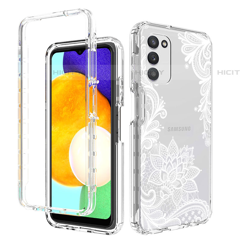 Silikon Hülle Handyhülle Ultra Dünn Flexible Schutzhülle Tasche Transparent Vorder und Rückseite 360 Grad Ganzkörper JX3 für Samsung Galaxy A03s