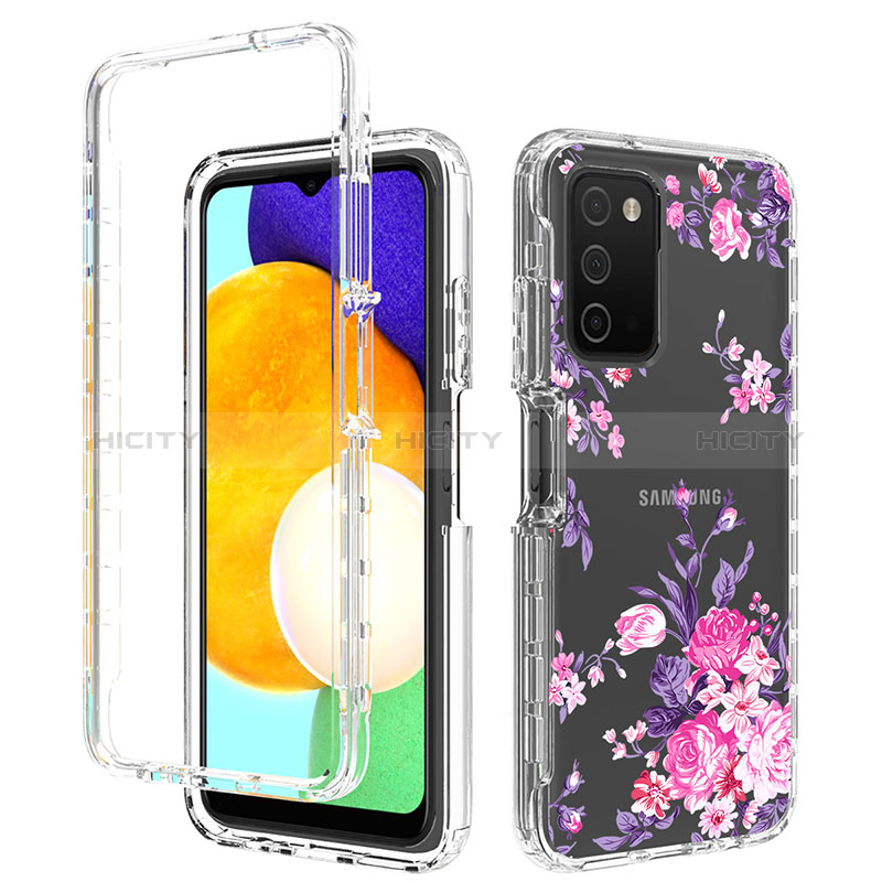 Silikon Hülle Handyhülle Ultra Dünn Flexible Schutzhülle Tasche Transparent Vorder und Rückseite 360 Grad Ganzkörper JX4 für Samsung Galaxy A02s Rosa