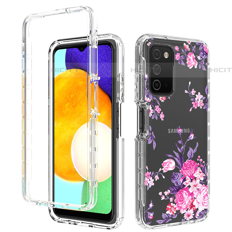 Silikon Hülle Handyhülle Ultra Dünn Flexible Schutzhülle Tasche Transparent Vorder und Rückseite 360 Grad Ganzkörper JX4 für Samsung Galaxy A03s Rosa