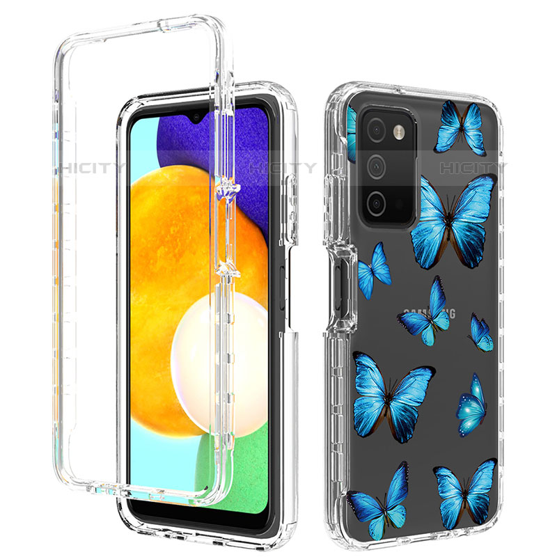 Silikon Hülle Handyhülle Ultra Dünn Flexible Schutzhülle Tasche Transparent Vorder und Rückseite 360 Grad Ganzkörper JX4 für Samsung Galaxy M02s Blau