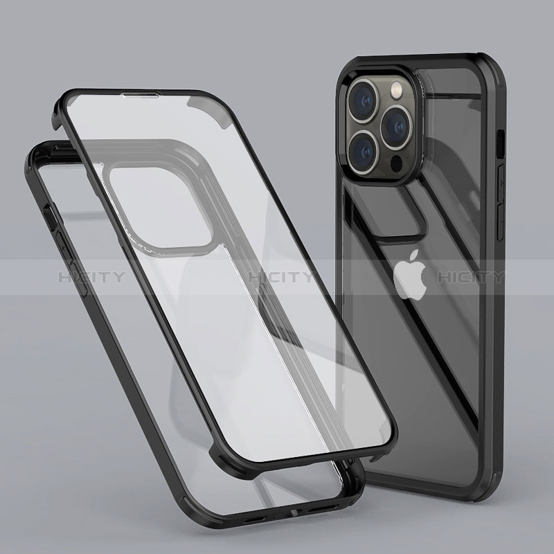 Silikon Hülle Handyhülle Ultra Dünn Flexible Schutzhülle Tasche Transparent Vorder und Rückseite 360 Grad Ganzkörper LK1 für Apple iPhone 13 Pro Max Schwarz
