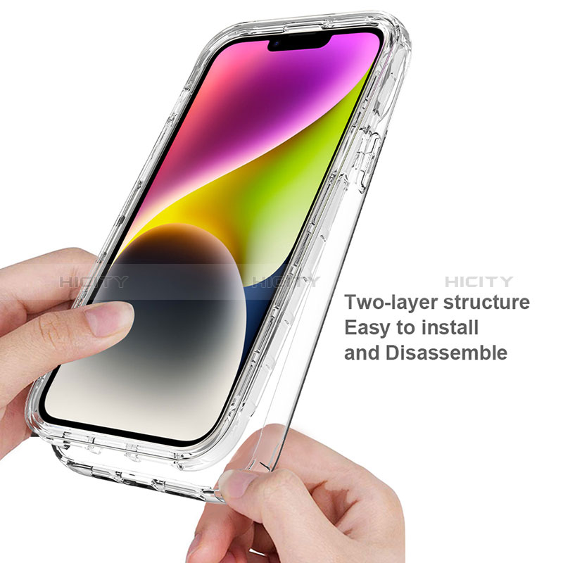 Silikon Hülle Handyhülle Ultra Dünn Flexible Schutzhülle Tasche Transparent Vorder und Rückseite 360 Grad Ganzkörper ZJ1 für Apple iPhone 14 Plus groß
