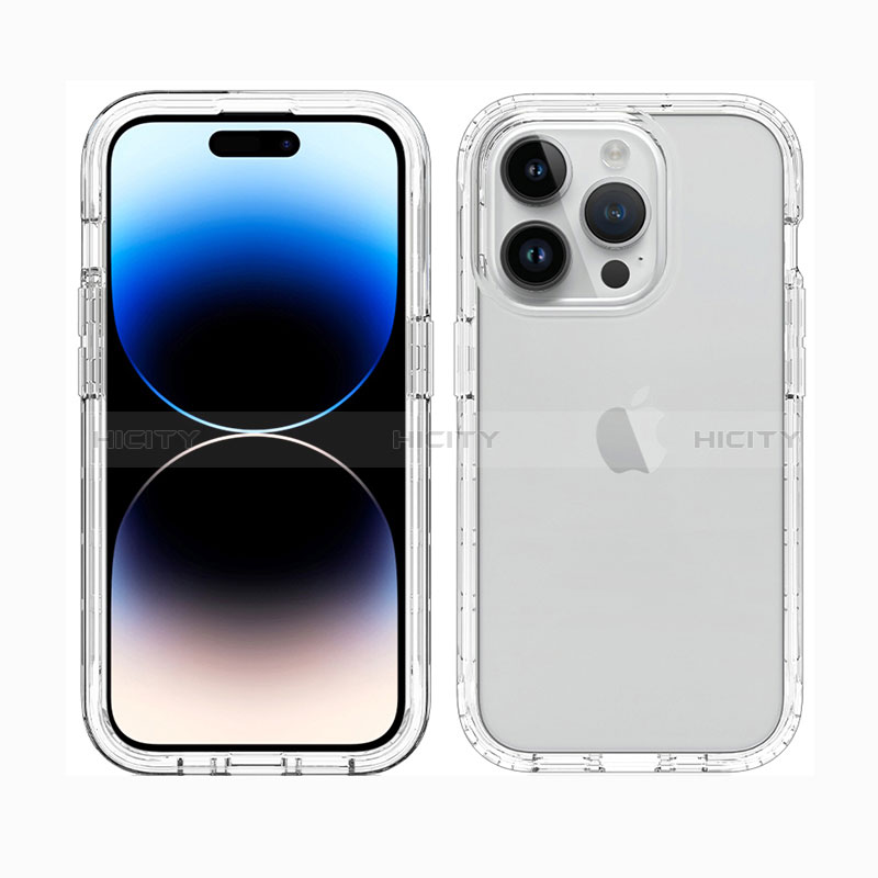 Silikon Hülle Handyhülle Ultra Dünn Flexible Schutzhülle Tasche Transparent Vorder und Rückseite 360 Grad Ganzkörper ZJ1 für Apple iPhone 14 Pro groß