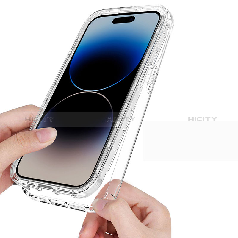 Silikon Hülle Handyhülle Ultra Dünn Flexible Schutzhülle Tasche Transparent Vorder und Rückseite 360 Grad Ganzkörper ZJ1 für Apple iPhone 14 Pro groß