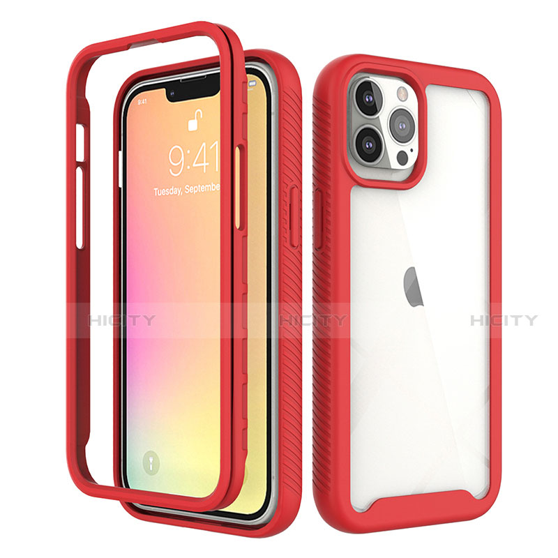 Silikon Hülle Handyhülle Ultra Dünn Flexible Schutzhülle Tasche Vorder und Rückseite 360 Grad Ganzkörper für Apple iPhone 13 Pro Max Rot