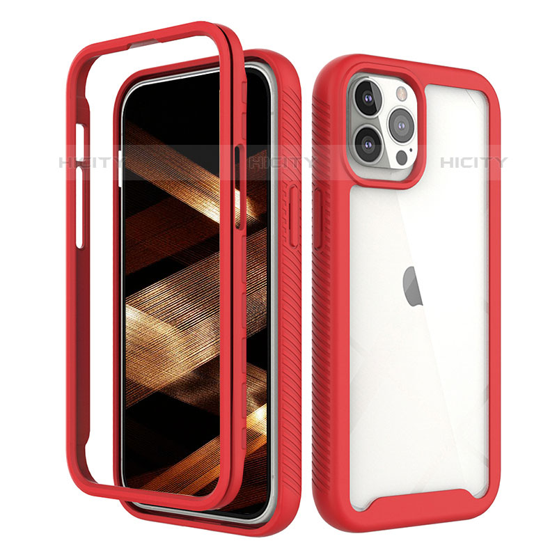 Silikon Hülle Handyhülle Ultra Dünn Flexible Schutzhülle Tasche Vorder und Rückseite 360 Grad Ganzkörper für Apple iPhone 15 Pro Rot Plus