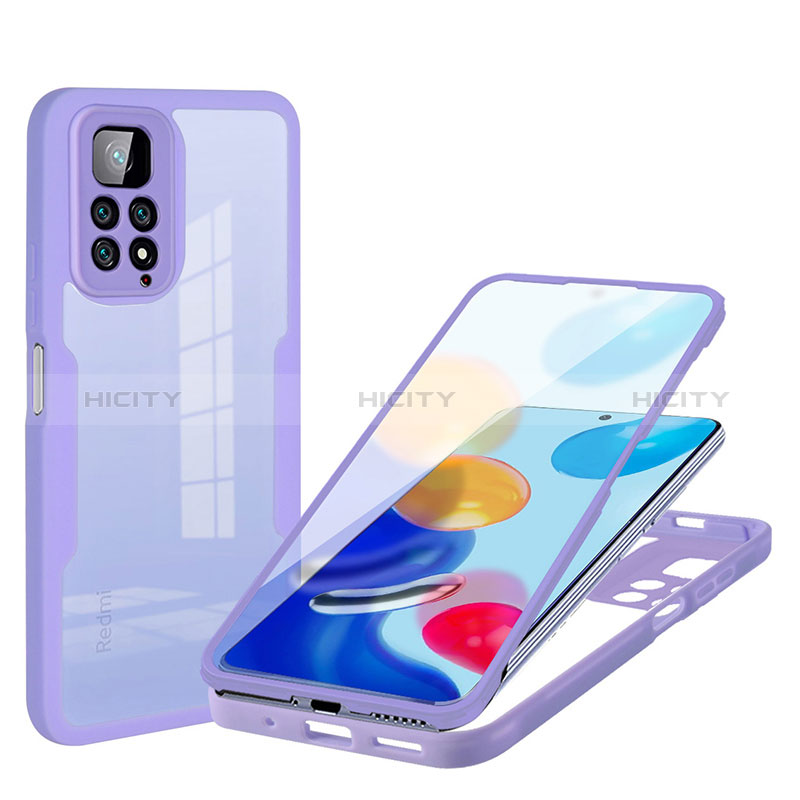 Silikon Hülle Handyhülle Ultra Dünn Flexible Schutzhülle Tasche Vorder und Rückseite 360 Grad Ganzkörper für Xiaomi Redmi Note 11S 4G Helles Lila Plus