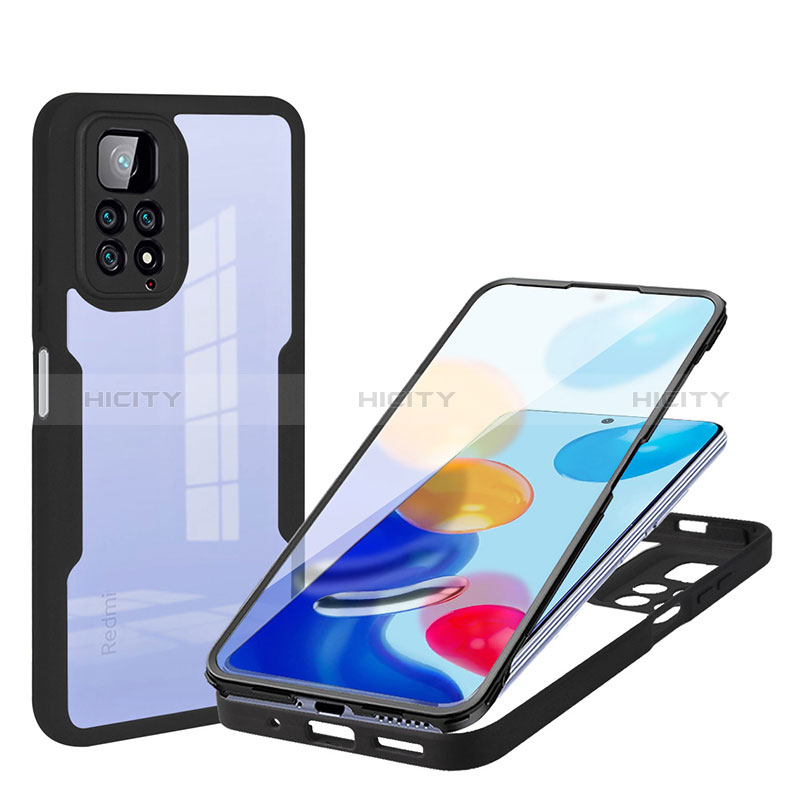 Silikon Hülle Handyhülle Ultra Dünn Flexible Schutzhülle Tasche Vorder und Rückseite 360 Grad Ganzkörper für Xiaomi Redmi Note 11S 4G Schwarz Plus