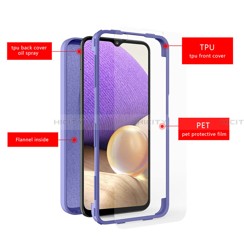 Silikon Hülle Handyhülle Ultra Dünn Flexible Schutzhülle Tasche Vorder und Rückseite 360 Grad Ganzkörper MJ1 für Samsung Galaxy A32 5G