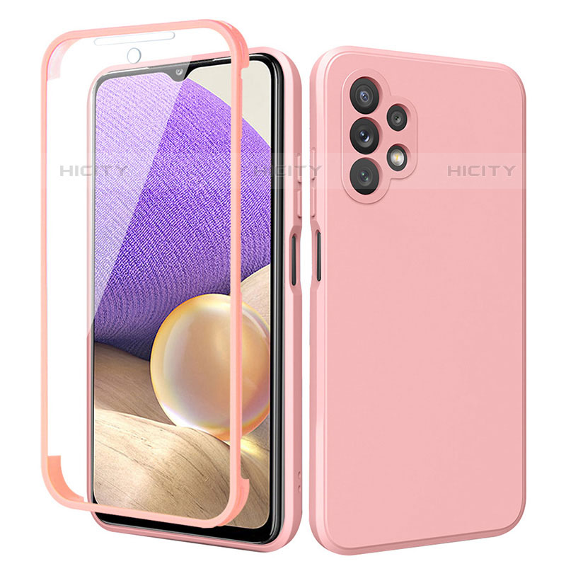 Silikon Hülle Handyhülle Ultra Dünn Flexible Schutzhülle Tasche Vorder und Rückseite 360 Grad Ganzkörper MJ1 für Samsung Galaxy M32 5G Rosa