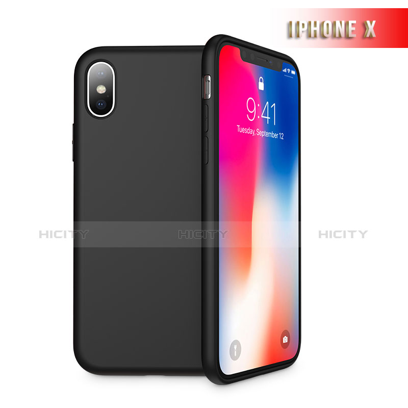 Silikon Hülle Handyhülle Ultra Dünn Schutzhülle 360 Grad B02 für Apple iPhone Xs Schwarz