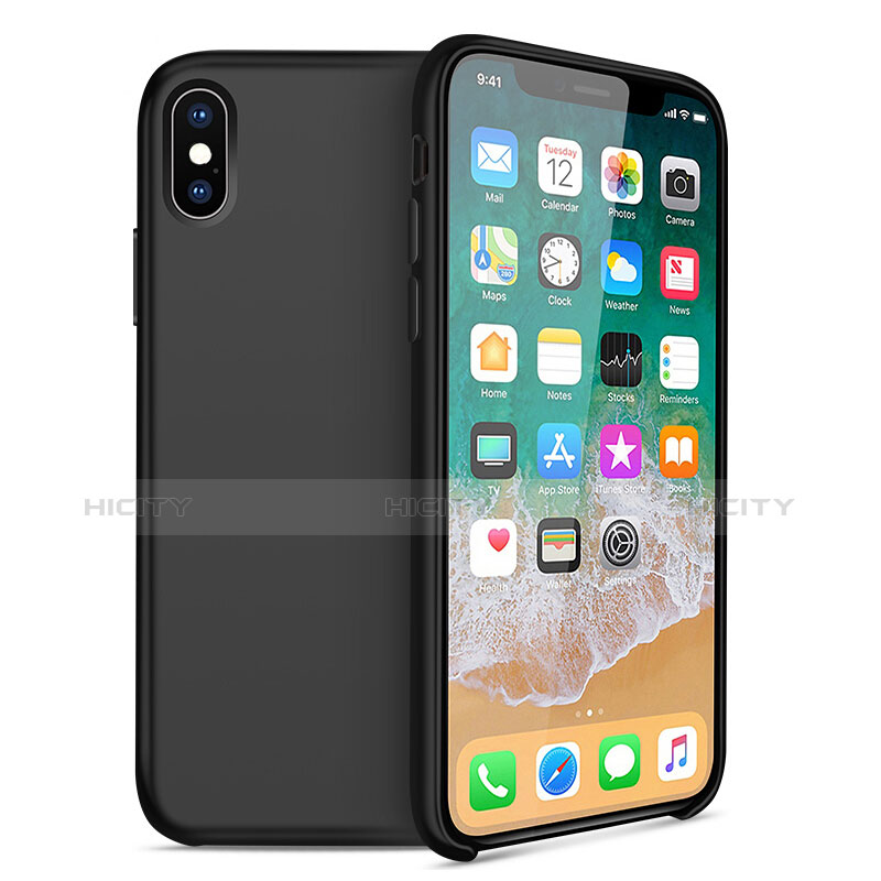 Silikon Hülle Handyhülle Ultra Dünn Schutzhülle 360 Grad für Apple iPhone X Schwarz