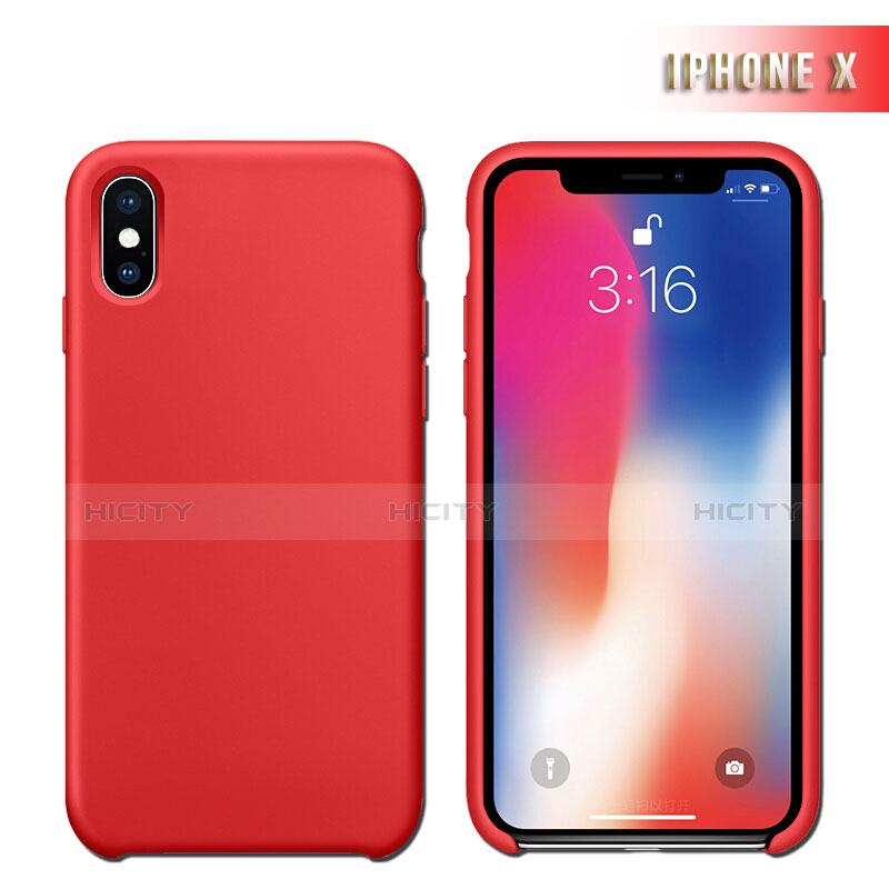 Silikon Hülle Handyhülle Ultra Dünn Schutzhülle 360 Grad M02 für Apple iPhone X Rot