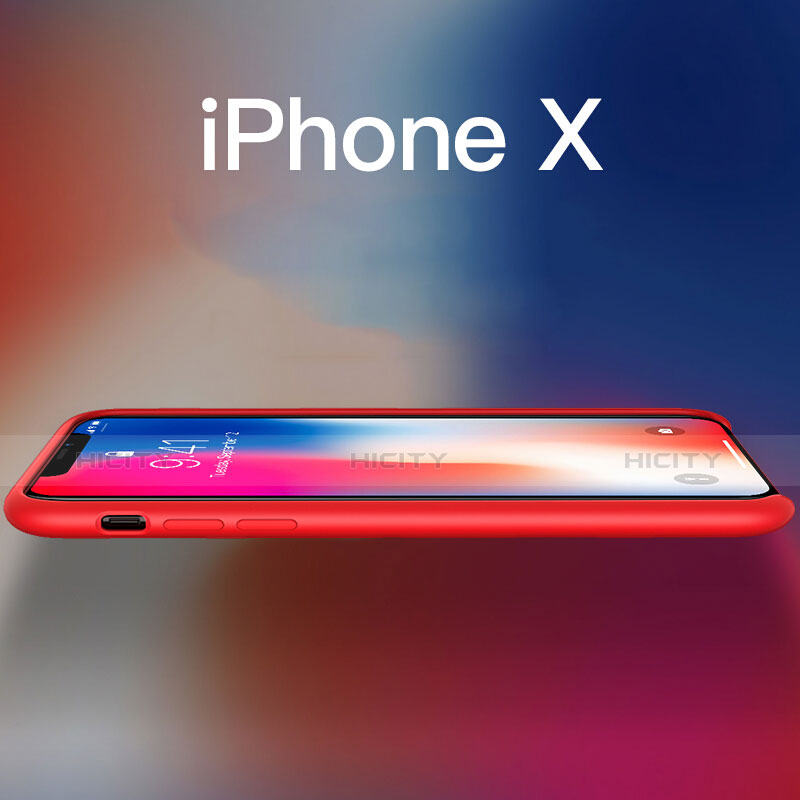 Silikon Hülle Handyhülle Ultra Dünn Schutzhülle 360 Grad M02 für Apple iPhone X Rot