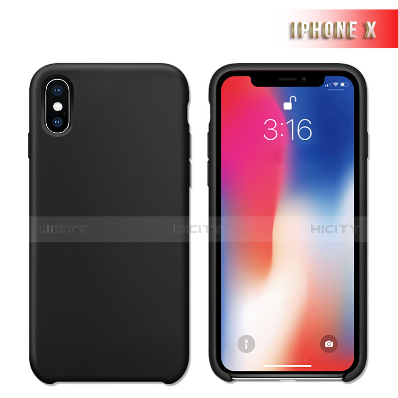 Silikon Hülle Handyhülle Ultra Dünn Schutzhülle 360 Grad M02 für Apple iPhone X Schwarz