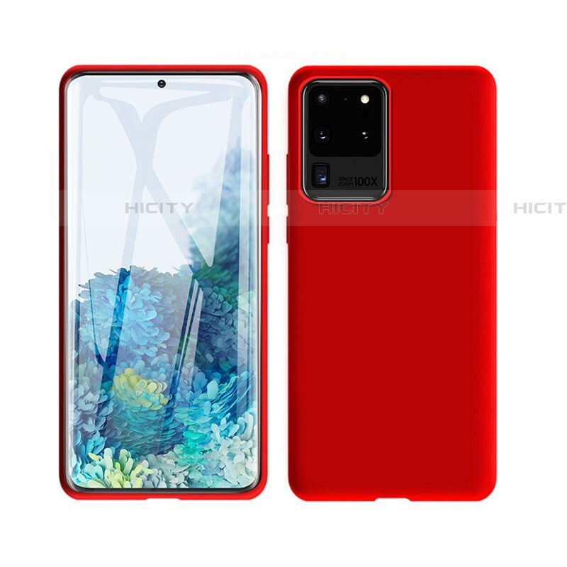 Silikon Hülle Handyhülle Ultra Dünn Schutzhülle 360 Grad Tasche C01 für Samsung Galaxy S20 Ultra Rot