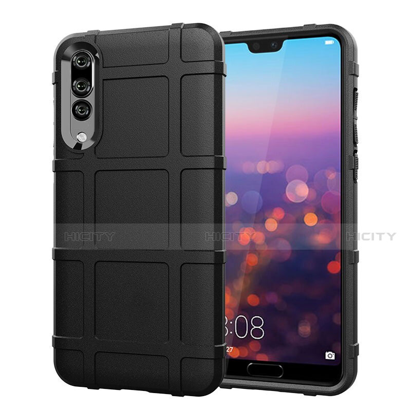 Silikon Hülle Handyhülle Ultra Dünn Schutzhülle 360 Grad Tasche C06 für Huawei P20 Pro Schwarz