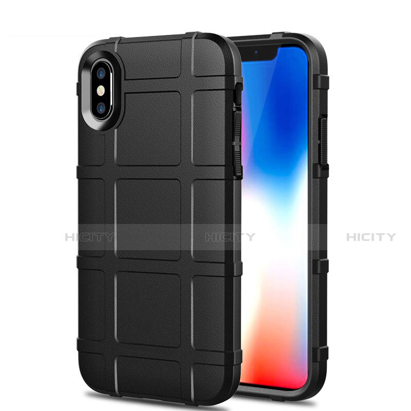 Silikon Hülle Handyhülle Ultra Dünn Schutzhülle 360 Grad Tasche für Apple iPhone X Schwarz Plus