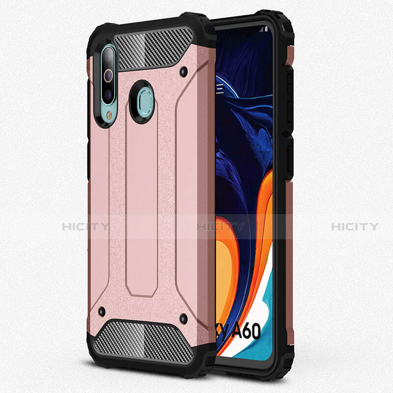 Silikon Hülle Handyhülle Ultra Dünn Schutzhülle 360 Grad Tasche S01 für Samsung Galaxy A60 Rosegold