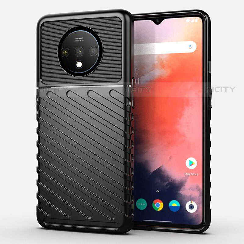 Silikon Hülle Handyhülle Ultra Dünn Schutzhülle 360 Grad Tasche S02 für OnePlus 7T Schwarz