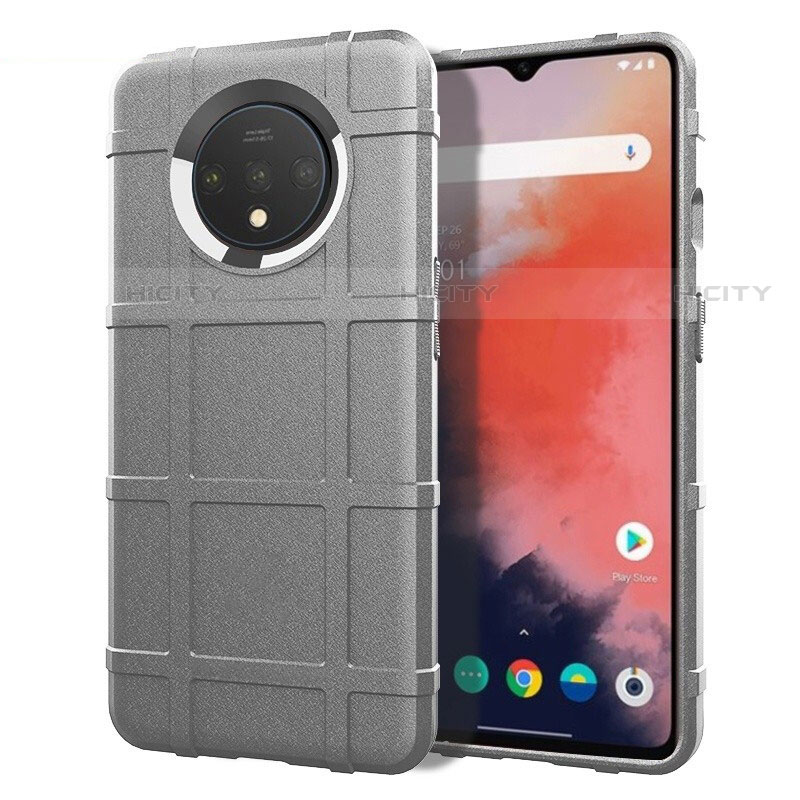 Silikon Hülle Handyhülle Ultra Dünn Schutzhülle 360 Grad Tasche S04 für OnePlus 7T Silber Plus