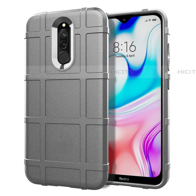 Silikon Hülle Handyhülle Ultra Dünn Schutzhülle 360 Grad Tasche S07 für Xiaomi Redmi 8 Grau Plus