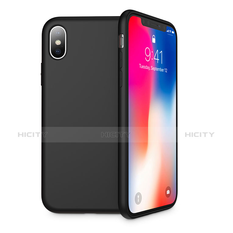 Silikon Hülle Handyhülle Ultra Dünn Schutzhülle 360 Grad Z02 für Apple iPhone Xs Schwarz groß