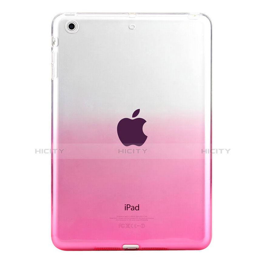 Silikon Hülle Handyhülle Ultra Dünn Schutzhülle Durchsichtig Farbverlauf für Apple iPad Mini 2 Rosa groß