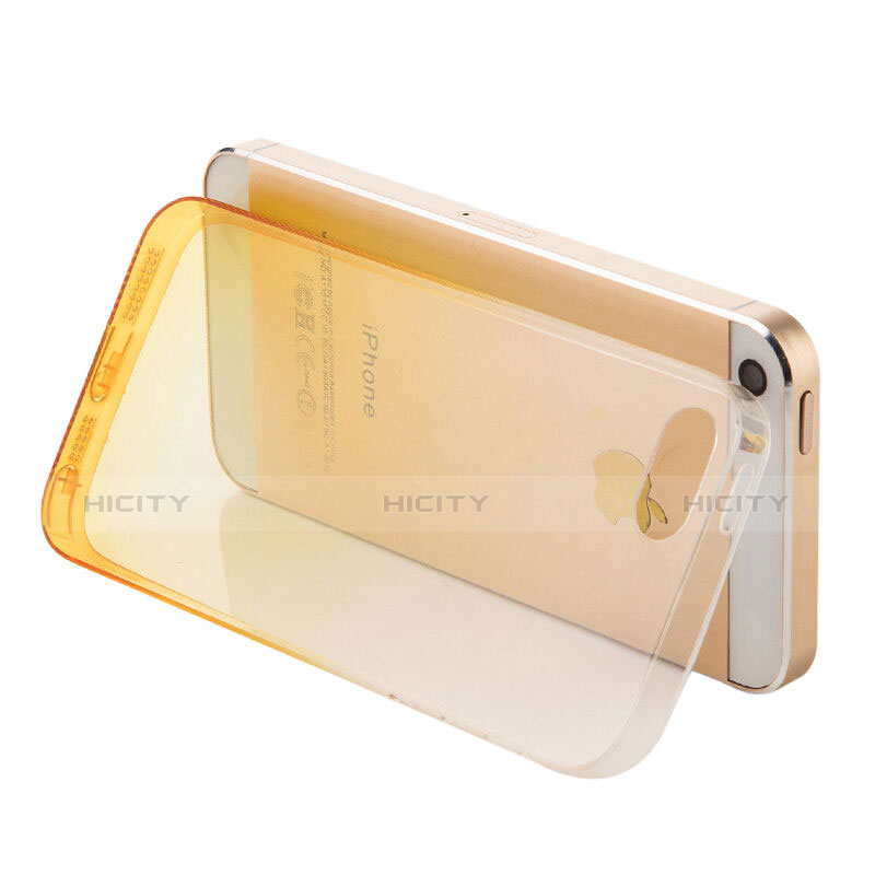 Silikon Hülle Handyhülle Ultra Dünn Schutzhülle Durchsichtig Farbverlauf für Apple iPhone 5 Gelb