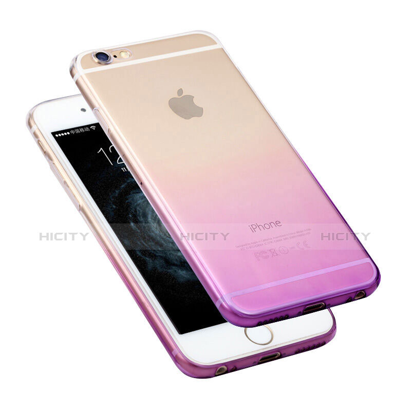 Silikon Hülle Handyhülle Ultra Dünn Schutzhülle Durchsichtig Farbverlauf für Apple iPhone 6 Violett groß