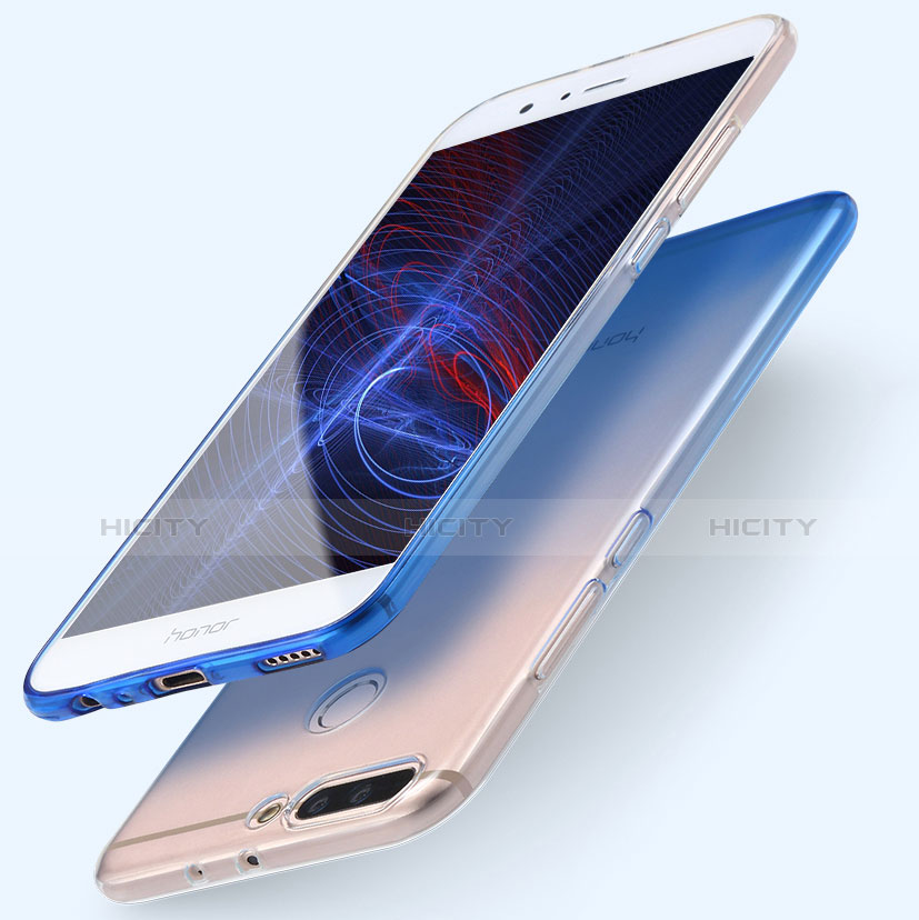 Silikon Hülle Handyhülle Ultra Dünn Schutzhülle Durchsichtig Farbverlauf für Huawei Honor 8 Pro Blau