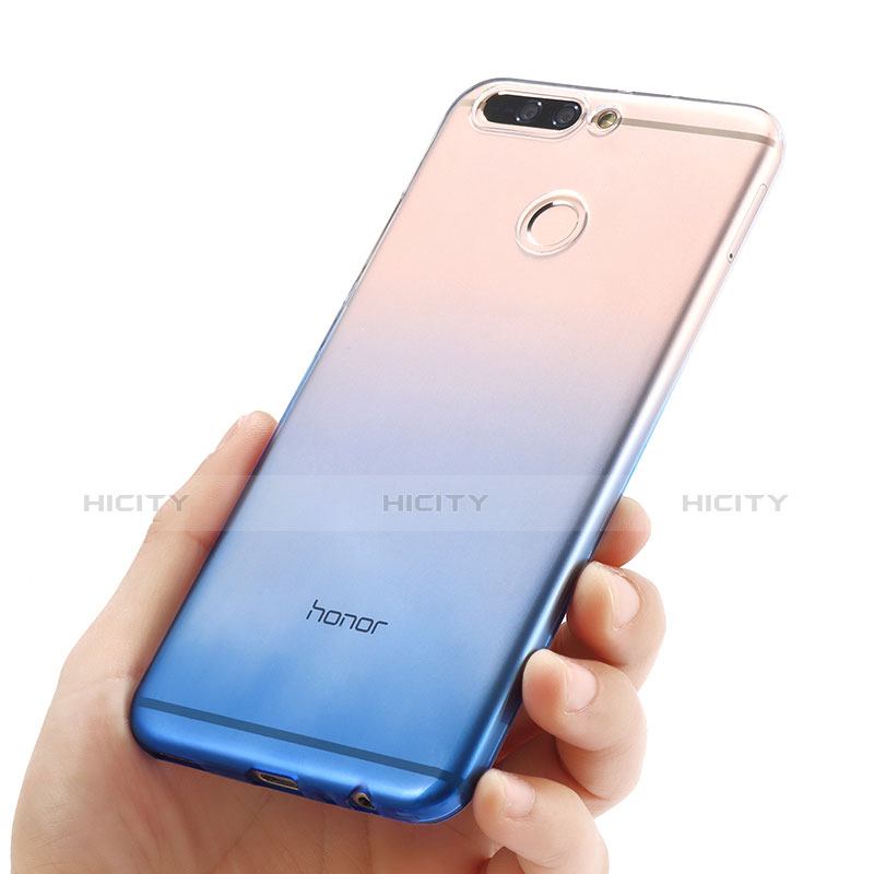 Silikon Hülle Handyhülle Ultra Dünn Schutzhülle Durchsichtig Farbverlauf für Huawei Honor 8 Pro Blau