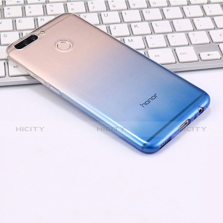 Silikon Hülle Handyhülle Ultra Dünn Schutzhülle Durchsichtig Farbverlauf für Huawei Honor 8 Pro Blau