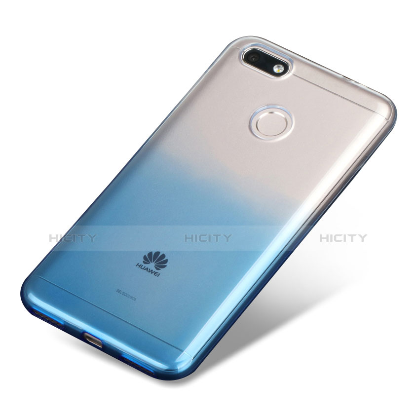 Silikon Hülle Handyhülle Ultra Dünn Schutzhülle Durchsichtig Farbverlauf für Huawei Y6 Pro (2017) Blau groß