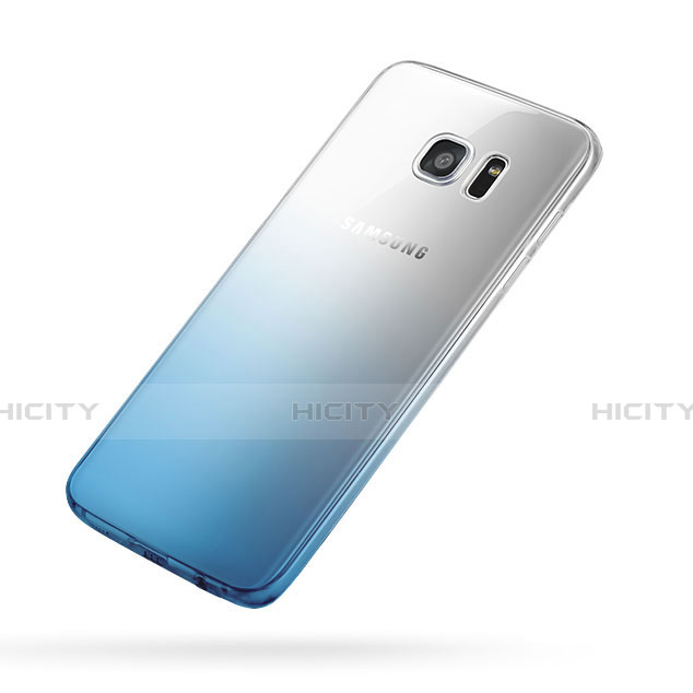 Silikon Hülle Handyhülle Ultra Dünn Schutzhülle Durchsichtig Farbverlauf für Samsung Galaxy S7 Edge G935F Blau