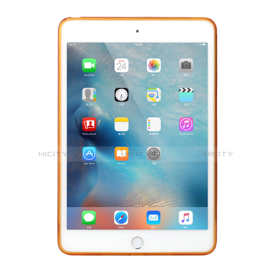 Silikon Hülle Handyhülle Ultra Dünn Schutzhülle Durchsichtig Transparent für Apple iPad Mini 4 Orange groß