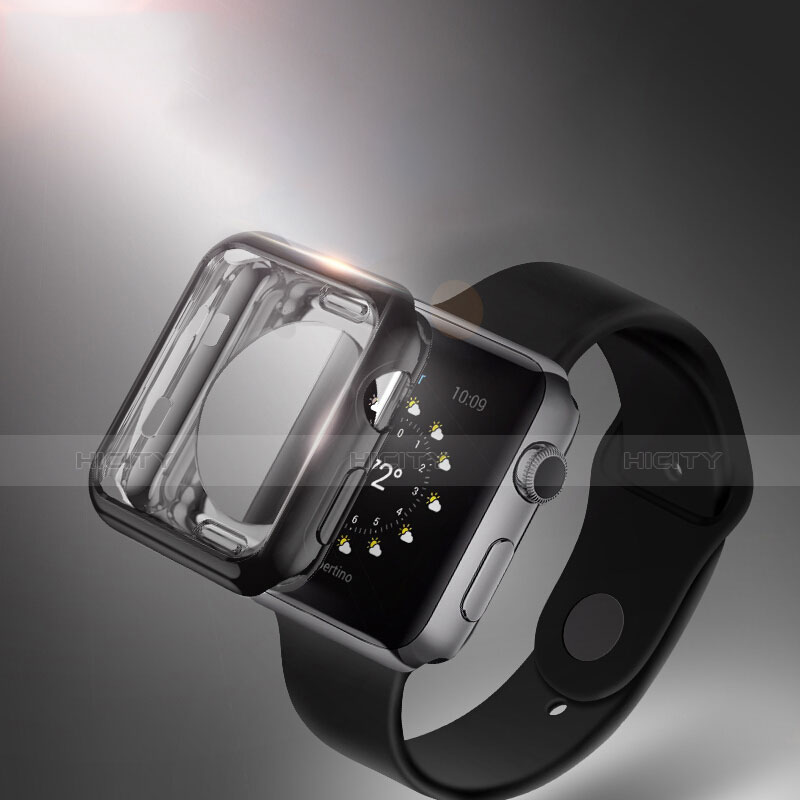 Silikon Hülle Handyhülle Ultra Dünn Schutzhülle Durchsichtig Transparent für Apple iWatch 3 38mm Schwarz