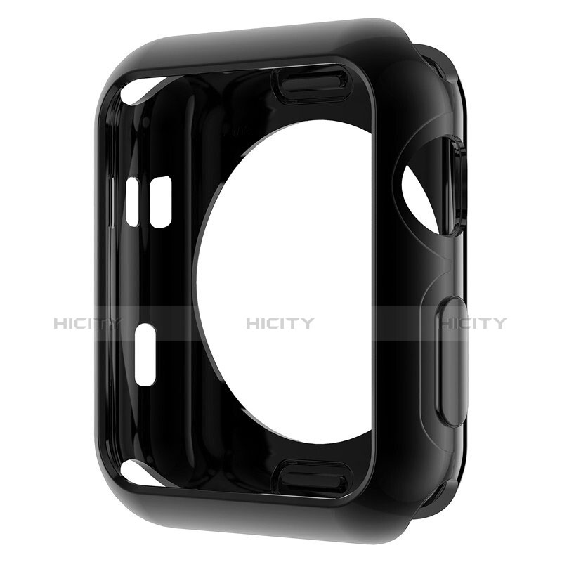 Silikon Hülle Handyhülle Ultra Dünn Schutzhülle Durchsichtig Transparent für Apple iWatch 3 38mm Schwarz