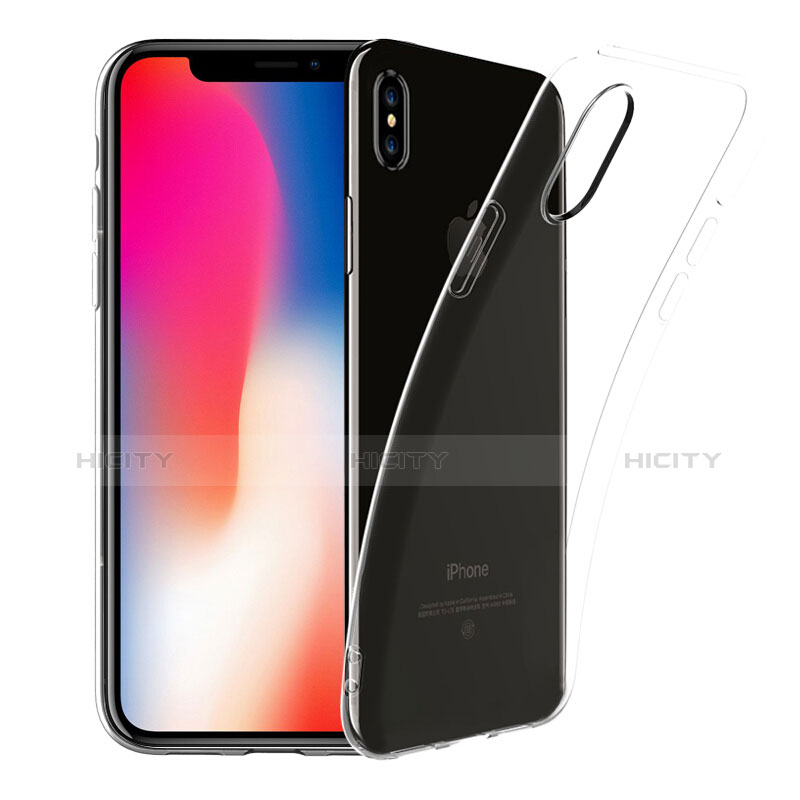 Silikon Hülle Handyhülle Ultra Dünn Schutzhülle Durchsichtig Transparent mit Schutzfolie für Apple iPhone X Klar groß