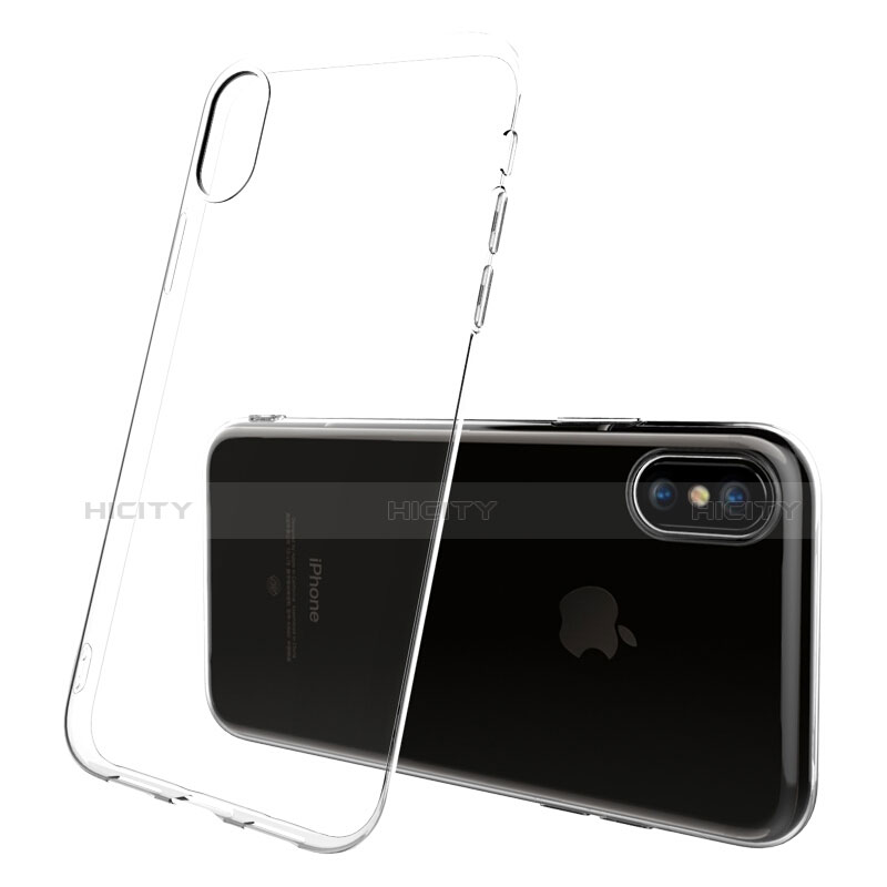 Silikon Hülle Handyhülle Ultra Dünn Schutzhülle Durchsichtig Transparent mit Schutzfolie für Apple iPhone X Klar groß