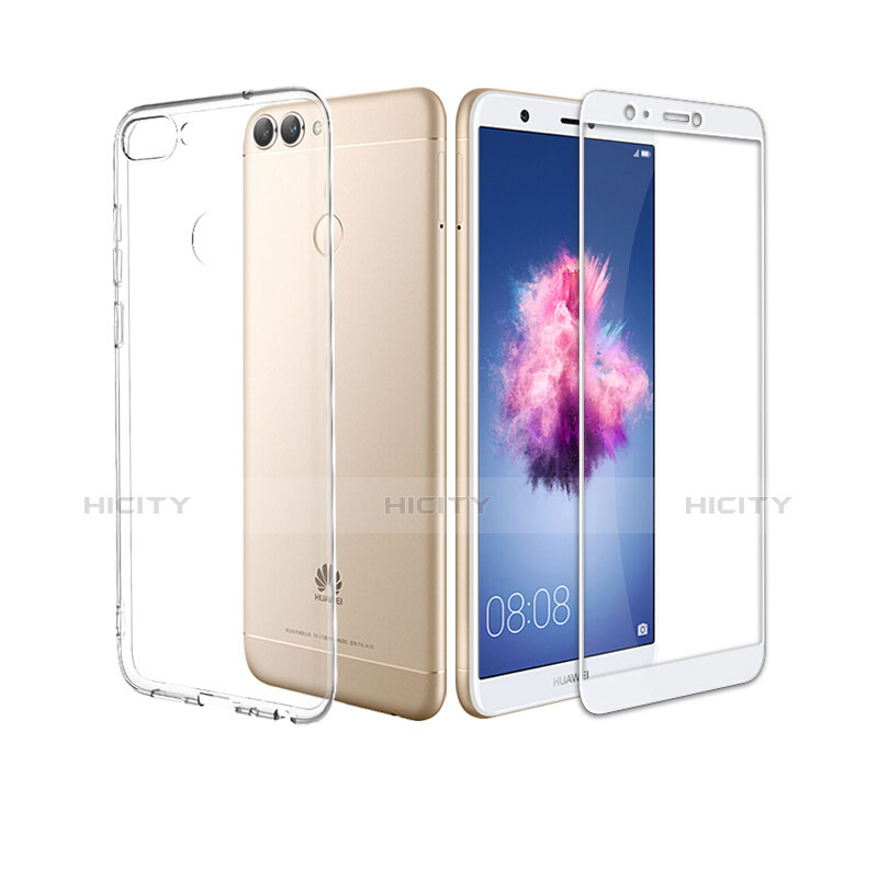 Silikon Hülle Handyhülle Ultra Dünn Schutzhülle Durchsichtig Transparent mit Schutzfolie für Huawei Enjoy 7S Weiß