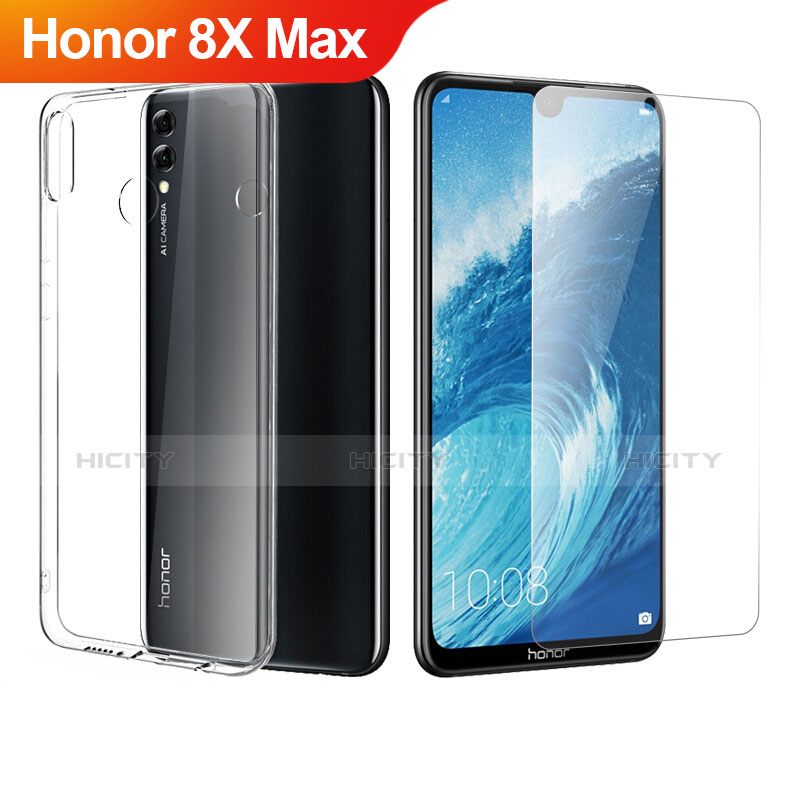 Silikon Hülle Handyhülle Ultra Dünn Schutzhülle Durchsichtig Transparent mit Schutzfolie für Huawei Honor 8X Max Klar