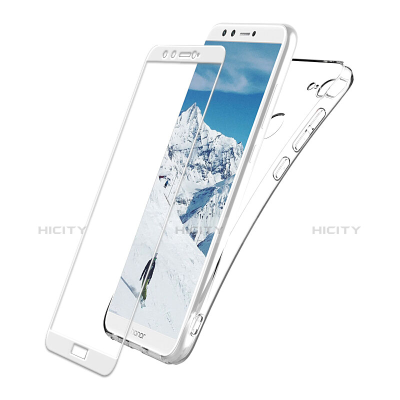 Silikon Hülle Handyhülle Ultra Dünn Schutzhülle Durchsichtig Transparent mit Schutzfolie für Huawei Honor 9 Lite Weiß